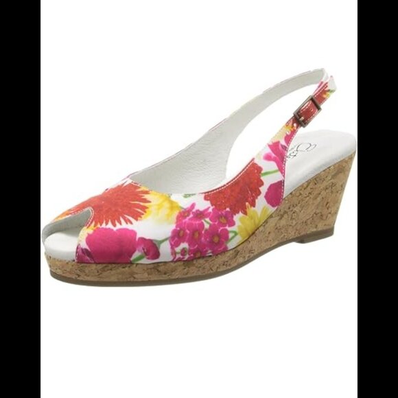 NEW Elites by Walking Cradles Wedge Shoes 11WW Rose Petals and Lizard Print - Picture 7 of 8